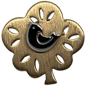 AVON Silver Bird in Gold Tree Pin, Removable Tree, 9" x 9", Good Condition